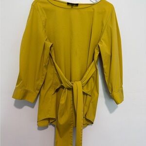 LAFAYETTE 148  Mustard Brown Front  Tie Blouse Size 10